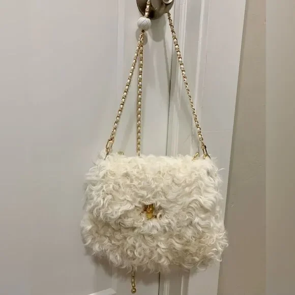 Handmade Genuine Curly Shearling Purse Includes 2 Chain Styles